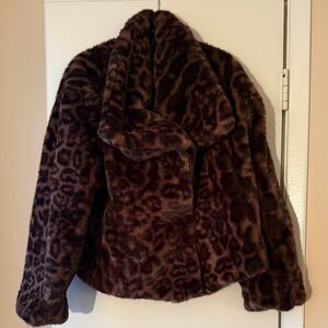Leopard Print Faux Fur Jacket